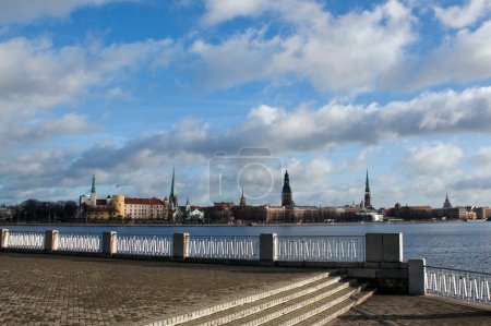 Riga view on the spring cloudy day
