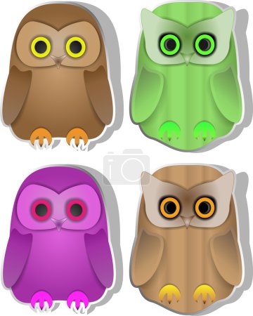 Set of funny owls