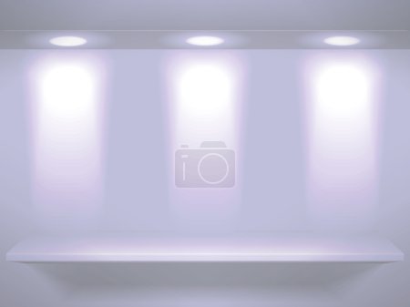 Stock Vector Illustration: Shelf with light sources on wall