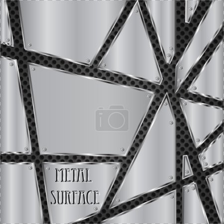 Sliced metal plates on the metal dot background