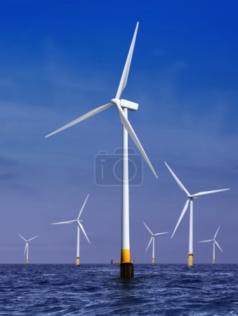 Wind turbines generating electricity