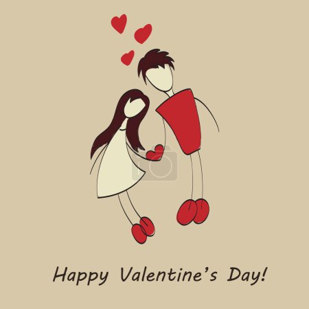 Funny greeting card for Valentine's Day, vector