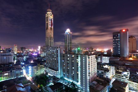 A view on the night city and Bayok Sky hotel of Bangkok