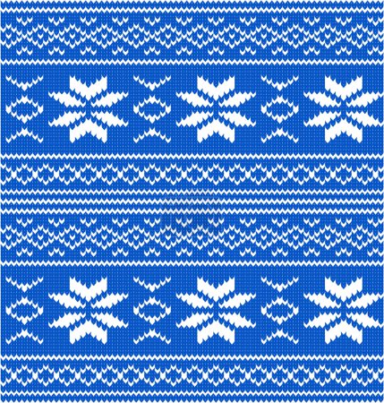 White and blue knitted seamless pattern