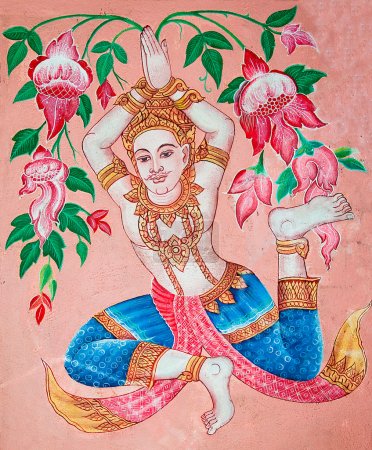 The Painting of deva on wall in the temple.This is traditional a