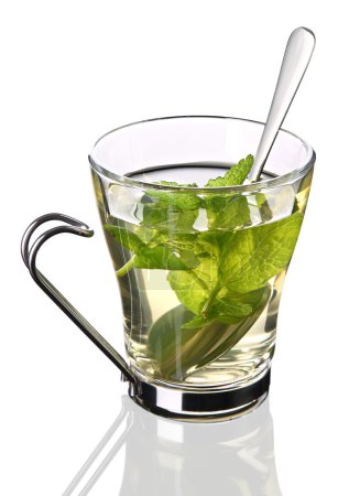 Cup of tea with mint (clipping path)