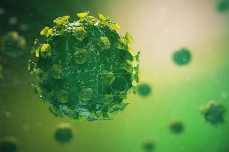 3d rendering virus, bacteria, cell infected organism, virus abstract background.