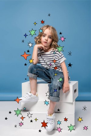 Little girl with drawn stars