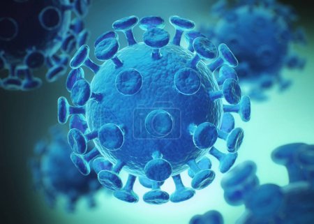 3D render of Blue Coronavirus flu isolated on white.
