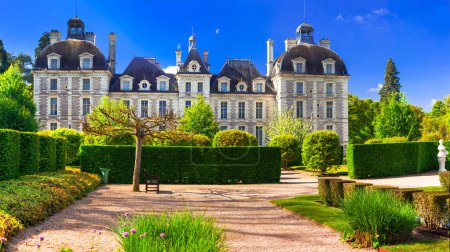 Elegant Cheverny castle, with beautiful gardens . Loire valley. France.