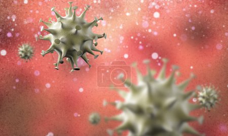 coronavirus cells outbreak, an epidemic of coronavirus disease 2019-2020. COVID-19, caused by the SARS-CoV-2 virus. 3d rendering