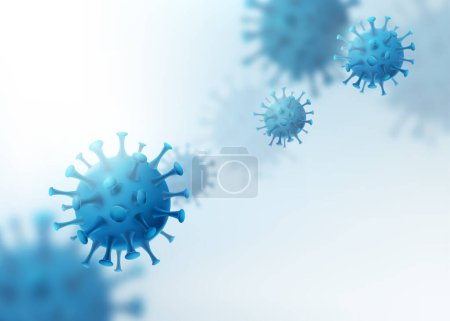 Virus, bacteria vector background. Coronavirus alert pattern. Microbiology medical motion concept for banner, poster or flyer in realistic style, light blue color.
