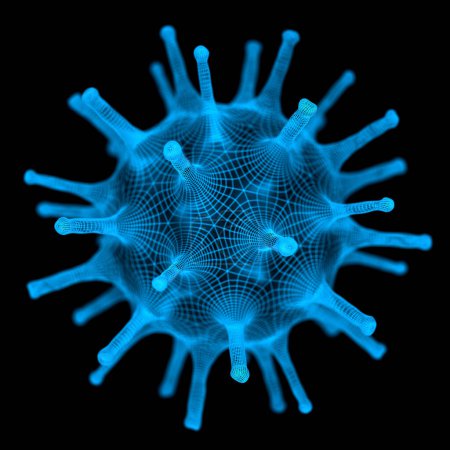 Conceptual illustrative virus. Image of a virus, pathogen with a generic virus form. 3D illustration.