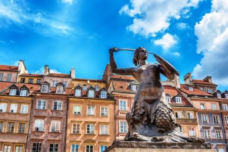 The Statue of Mermaid of Warsaw, Polish Syrenka Warzawska, a symbol of Warsaw