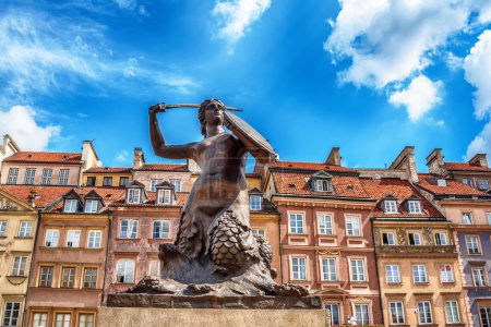 The Statue of Mermaid of Warsaw, Polish Syrenka Warzawska, a symbol of Warsaw