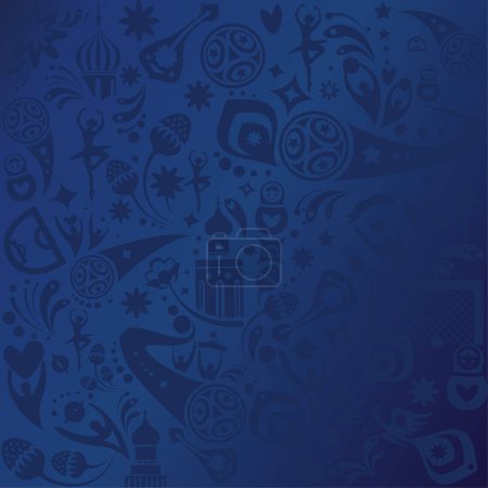 2018 FIFA world cup blue pattern Football Russia World Cup Abstract football tournament tickets template background dynamic texture modern concept banner Vector world cup competition. Championship soccer wallpaper, Russian folk art elements pattern