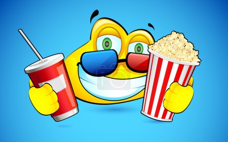 Smiley with Pop Corn and 3d Goggles