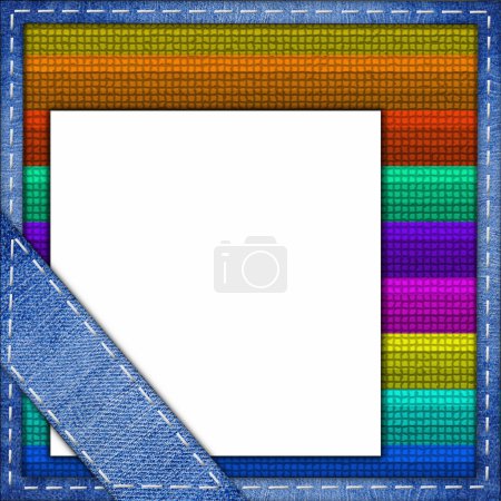Jeans framework on a multi-colored background
