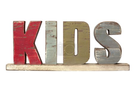 Word Kids Spelled in Wooden Letters