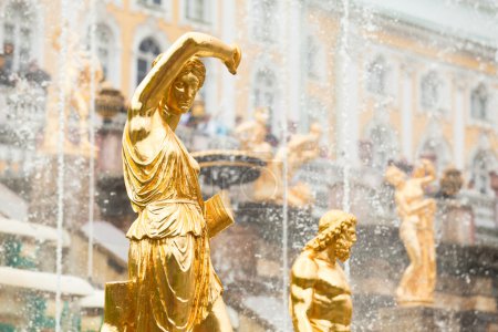 Grand Cascade Fountains At Peterhof Palace, St. Petersburg, Russia.
