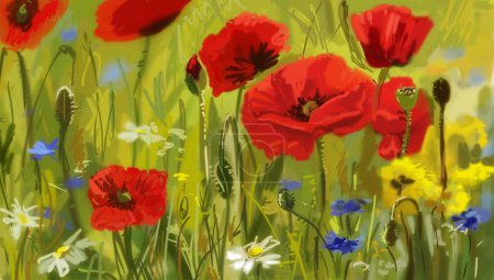 Field of poppies - illustration