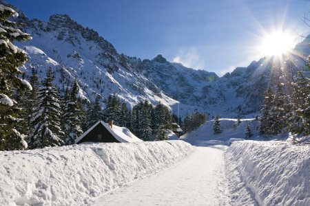 Panoramic Polish Tatras in winter scenery