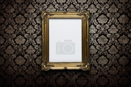 Blank frame at the wall with clipping path