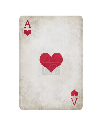 Grunge ace of hearts with clipping path