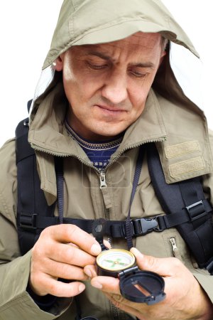 Man with compass