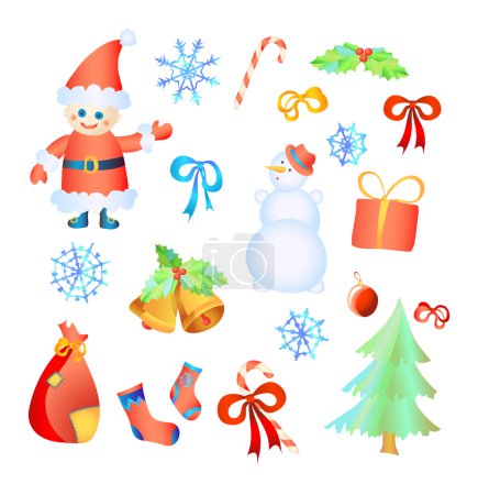 Vector illustration of collection of Christmas elements