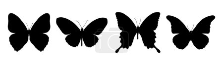 four black butterflies