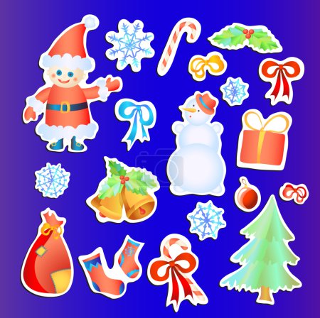 Vector illustration of collection of Christmas stickers