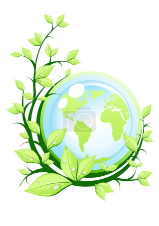 Green earth with plant