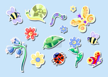 Collection of flowers and insect