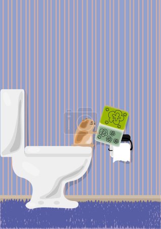Hamster reading magazine in toilet