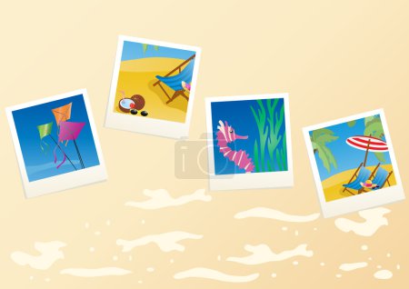 Vacation cards on sandy background