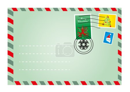 Christmas envelope with cute stamps