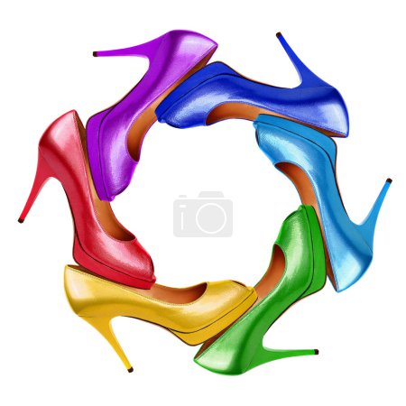 Multicolored female shoes background-8